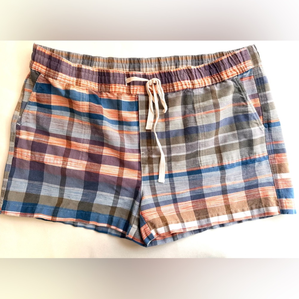 Caslon women’s plaid shorts cotton size XL drawstring waist 3”